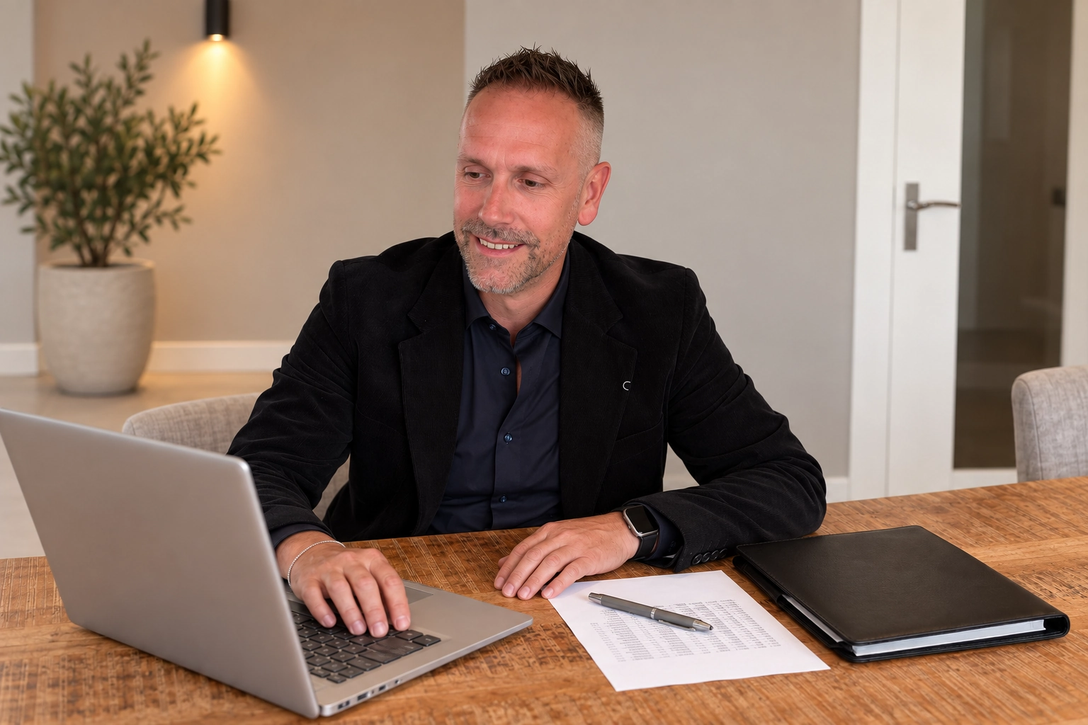 Gerald van Engen werkt aan de administratie